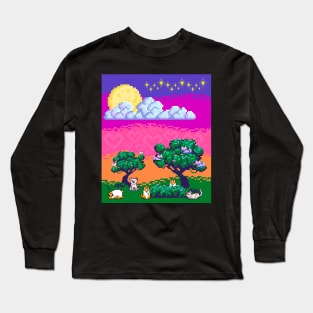 Pixelated Pets at Sunset Long Sleeve T-Shirt